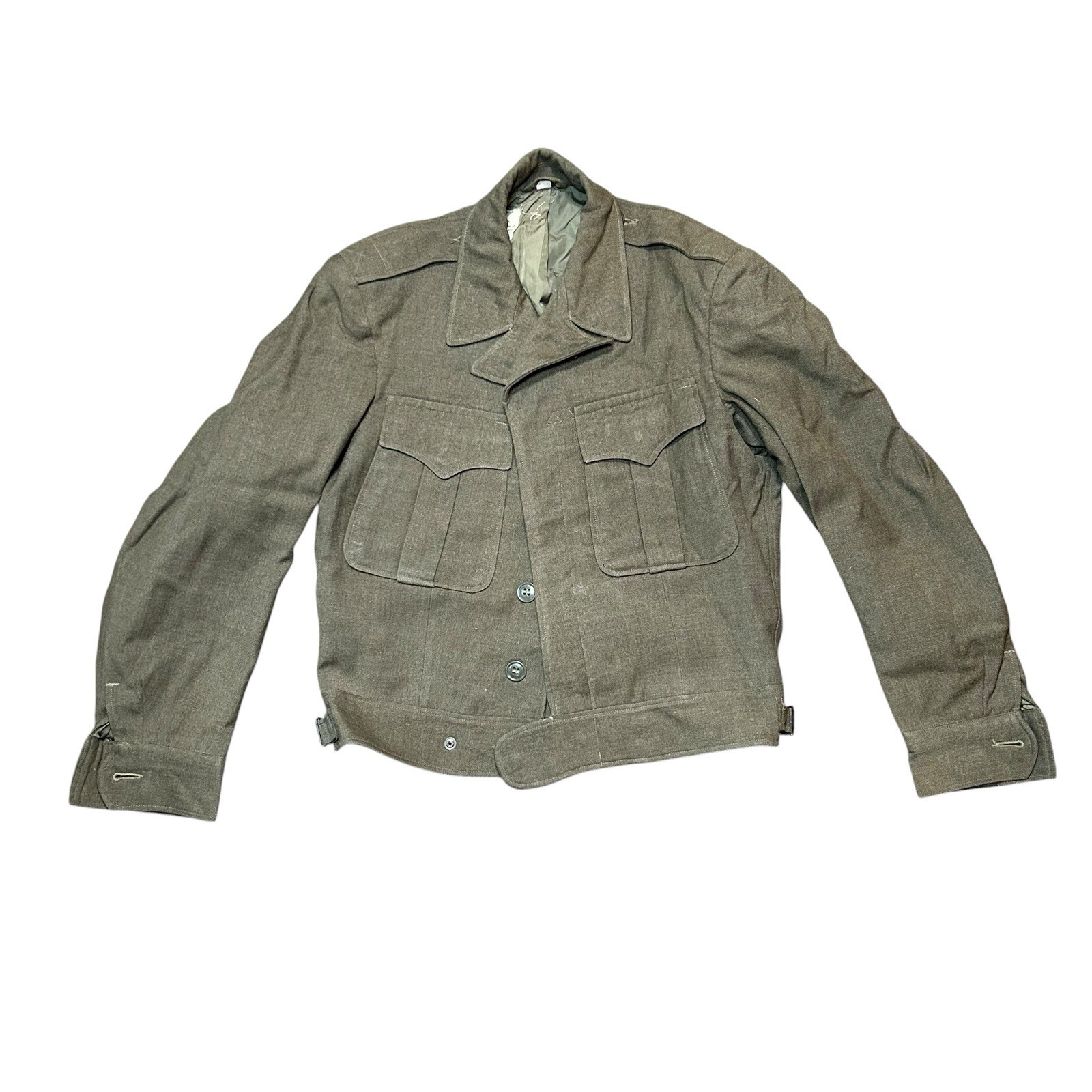 WWII US Army Jacket Mens 36R Olive Drab Field Wool OD Ike Uniform M-1943