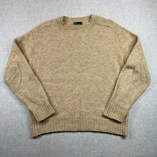 Vintage 90s JCPenney Shetland Wool Sweater Mens L Oatmeal Crewneck USA Made Cozy