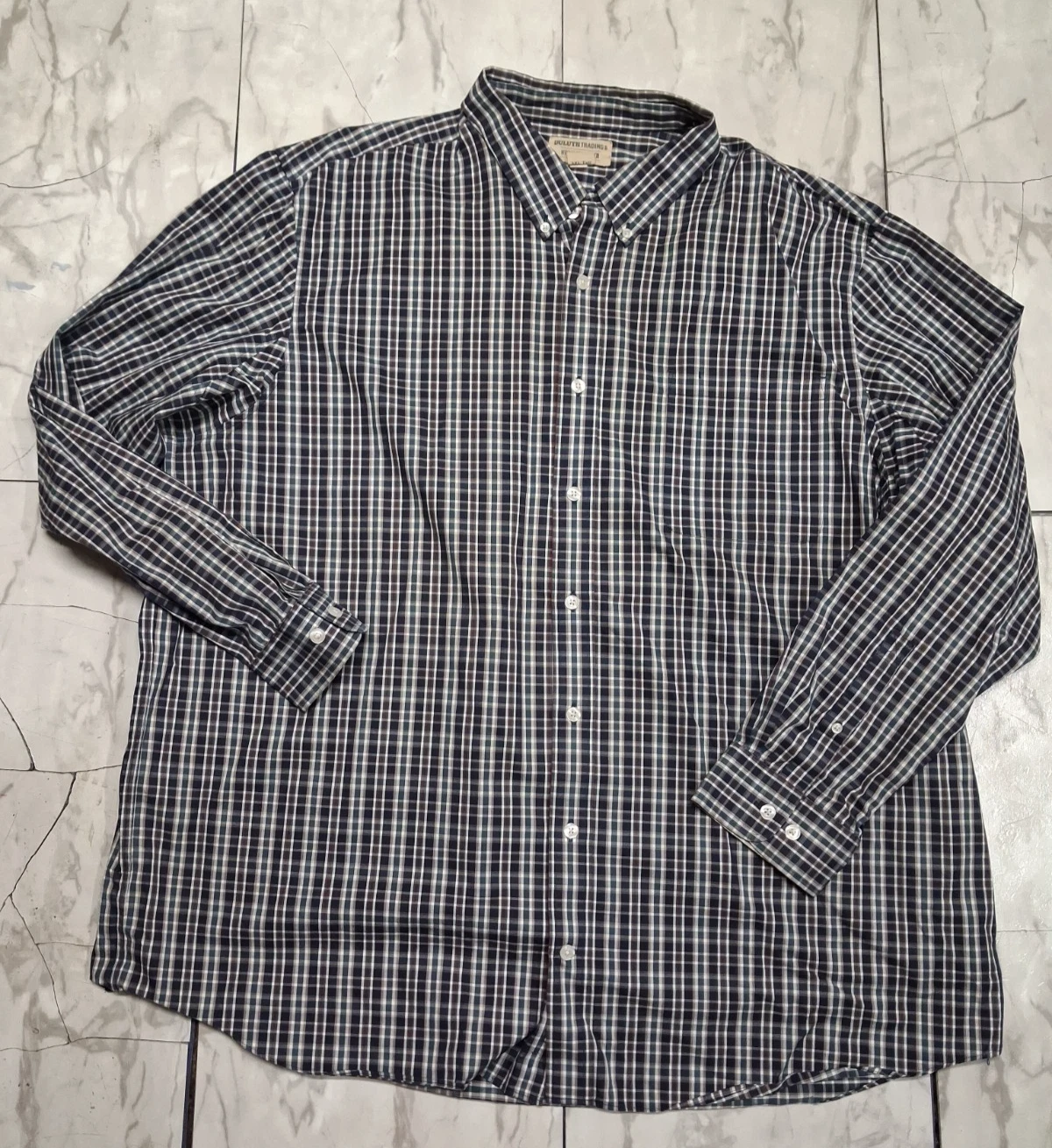 Duluth Trading Co. Wrinkle Fighter Blue Plaid Button Down Shirt Men’s 3XL Tall