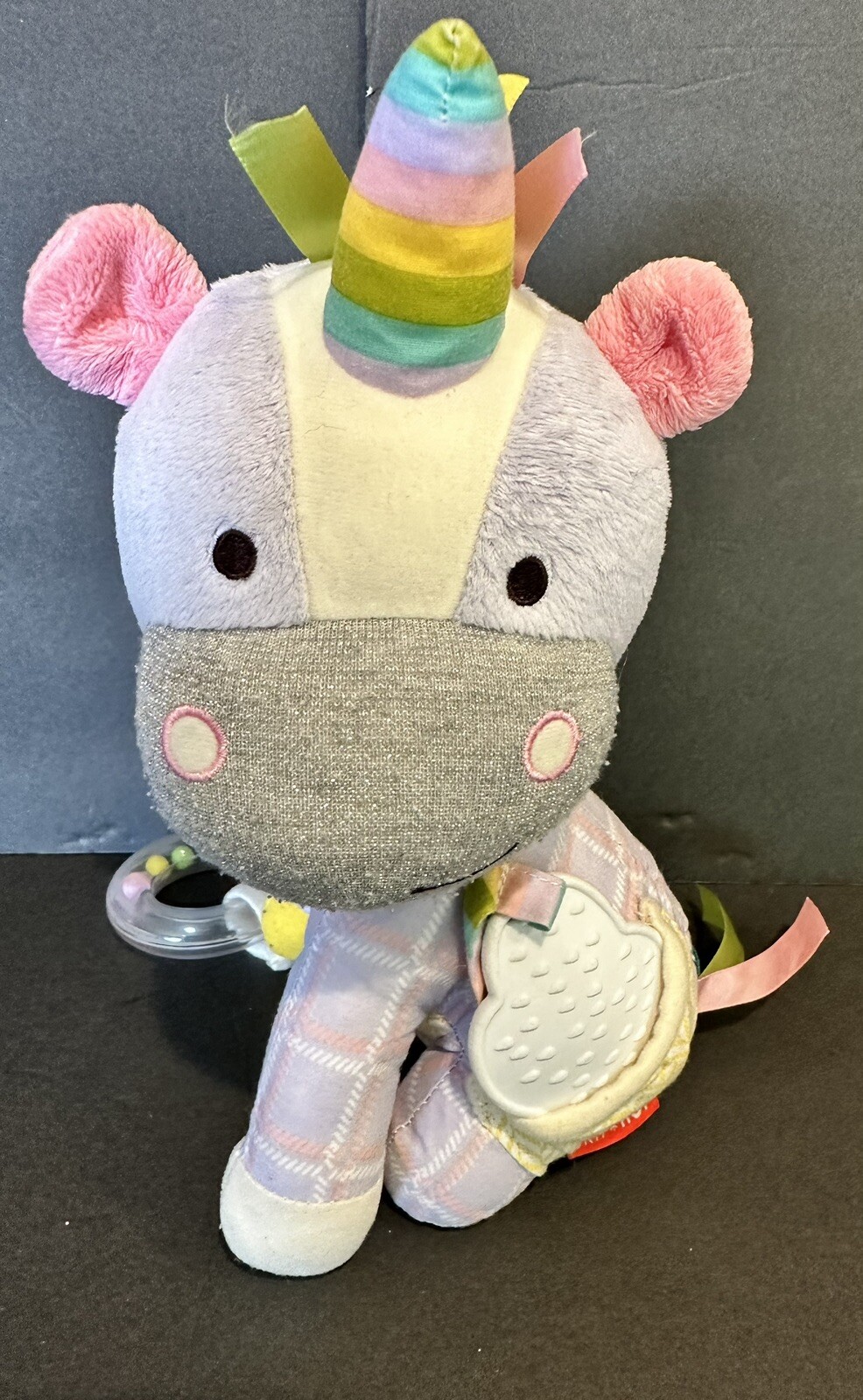 plush Skip Hop Unicorn Baby Rattle Teether 10”T  Stuffed Animal