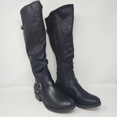 Baretraps Riding Biker Boots Womens Black Yanessa Buckle