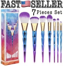 Juego de 7 brochas de maquillaje unicornio diamante base en polvo brocha de maquillaje cosmético