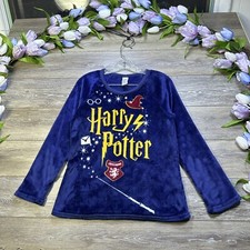Harry Potter Pajama Top Size Small 4-6 Blue Soft Plush Long Sleeve Velour Shirt