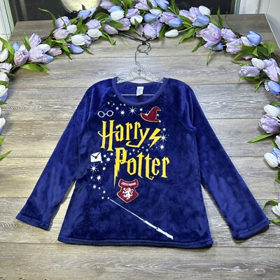 Harry Potter Pajama Top Size Small (4-6)Blue Soft Plush Long