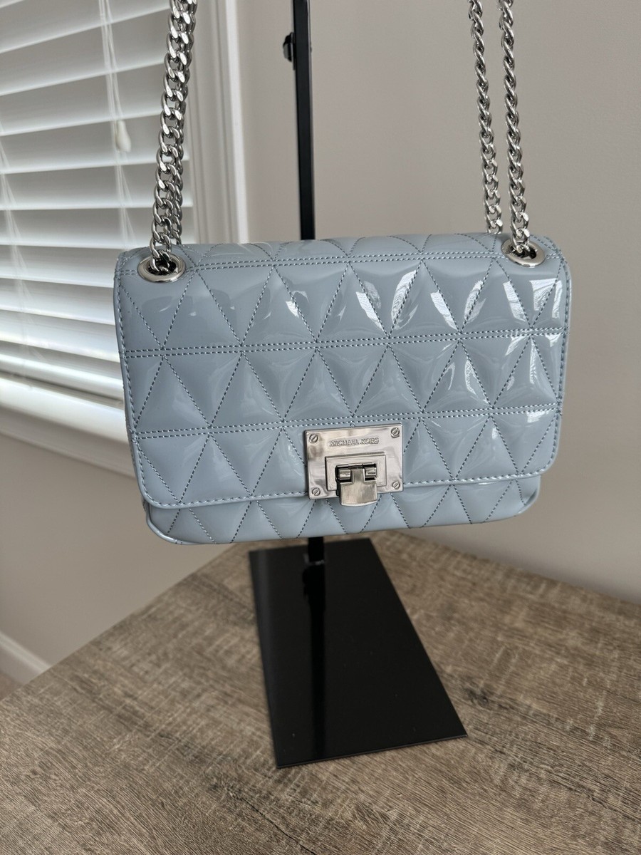 NEW MICHAEL KORS VIVIANNE MEDIUM SHOULDER FLAP BAG IN PALE BLUE