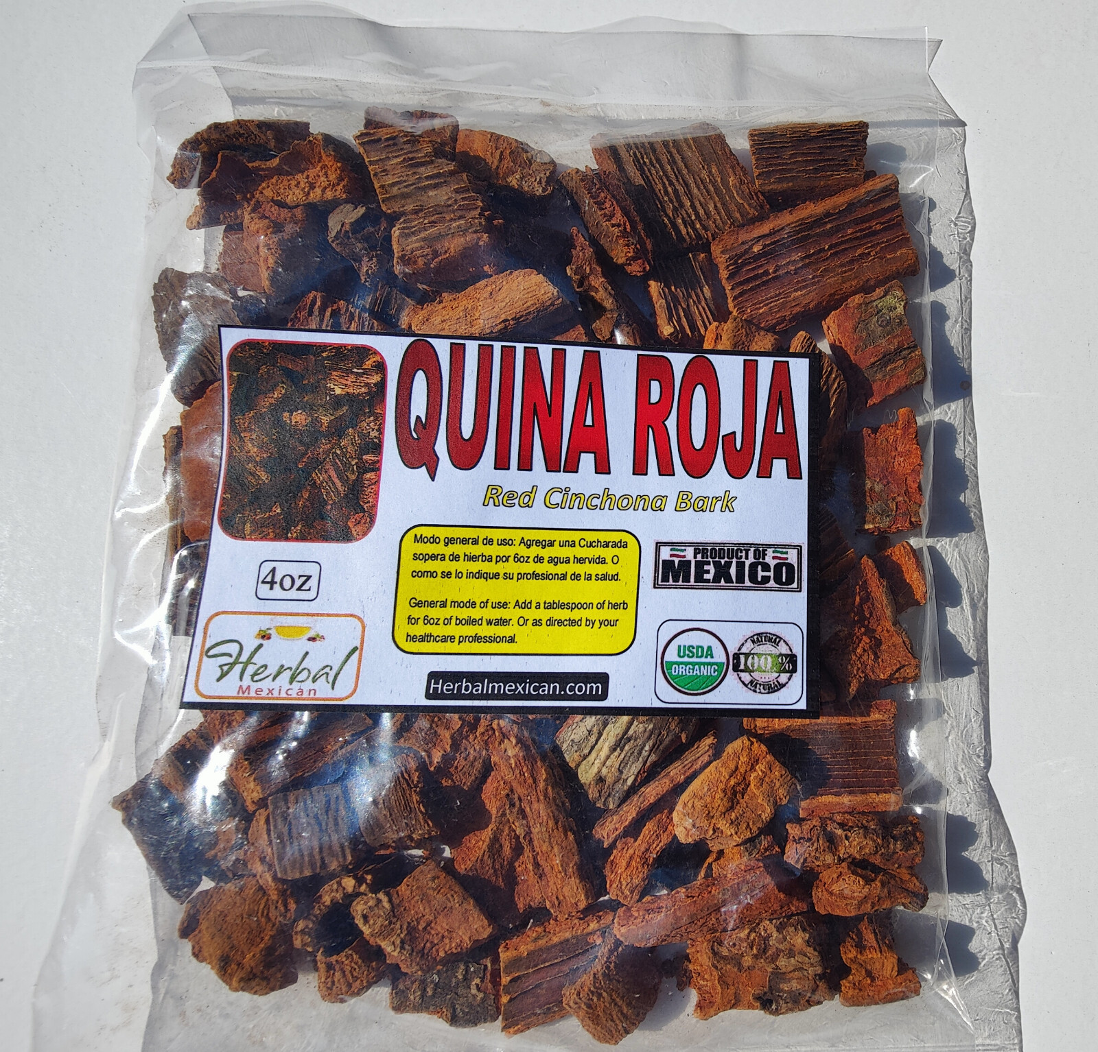 Quina Roja 4oz Cinchona bark Quinina Quino kina corteza de quina Red cinchona !!
