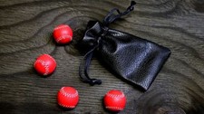 Set of 4 Leather Balls for Cups and Balls Red by Leo Smetsers  Magic Trick