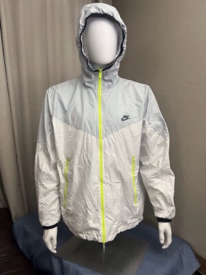 NIKE Men s  NSW Wind Runner Gray & Off White Windbreaker  Hooded Jacket XL Sport