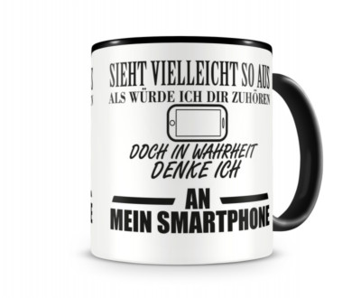 Samunshi Ich denke an mein Smartphone Tasse Kaffeetasse Teetasse Kaffeepott