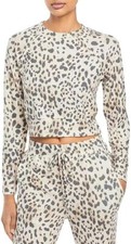SUNDRY Cropped Leopard Print Sweatshirt 1