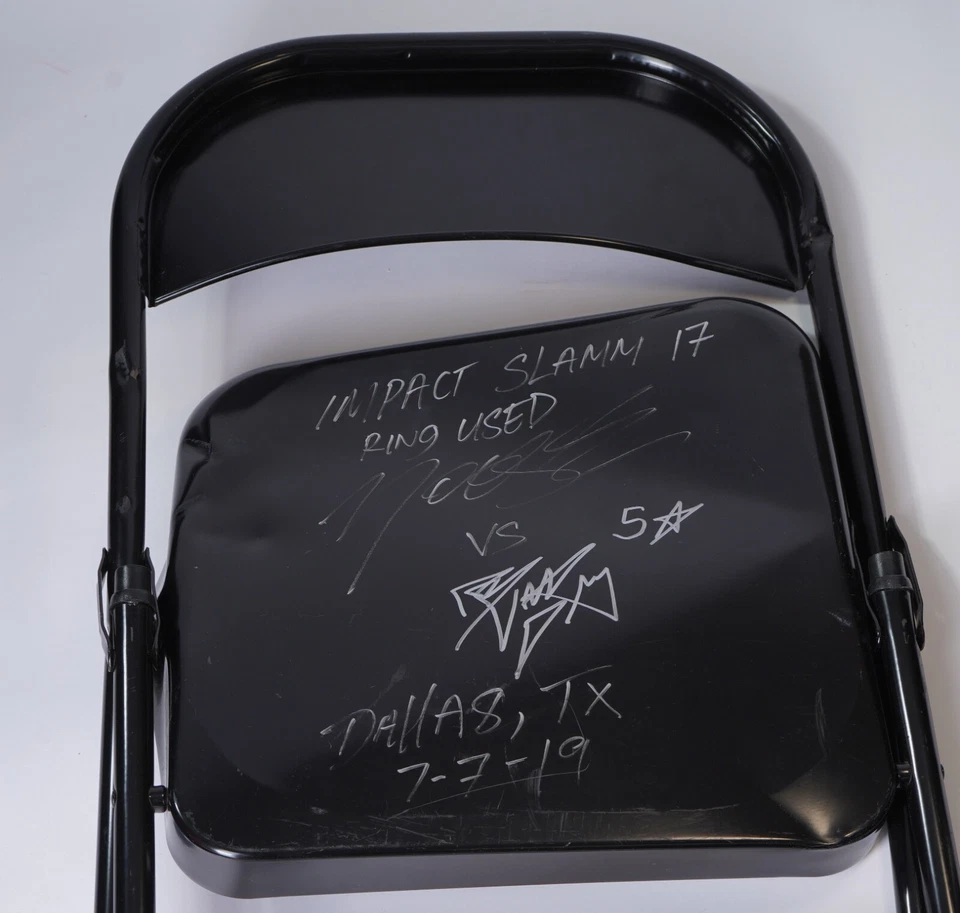Rob Vam Dam & Moose Signed Ring Used Impact Slammiversary 17 Steel Chair BAS COA - Image 4 of 4