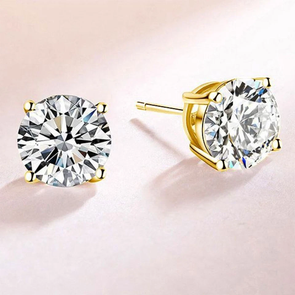 3.25 Ct Natural Moissanite Pendant and Earrings Set in Yellow Gold Plated Silver - Изображение 3 из 4