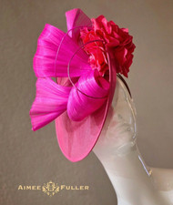 Kentucky Derby Hat Raspberry Lipstick Pink Royal Ascot Silk Fuchsia Fascinator