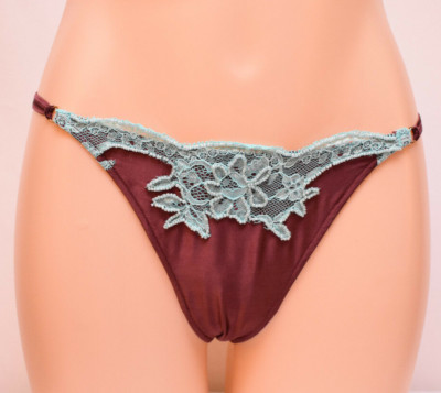 Valery Prestige ''Melanzana Acqua'' 80% Silk Thong Panty, Color Wine , Size 36