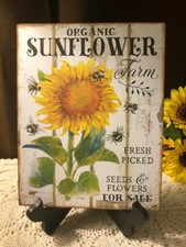 Organic Sunflower Farm, Rustic Farmhouse, Handcrafted Plaque / Sign