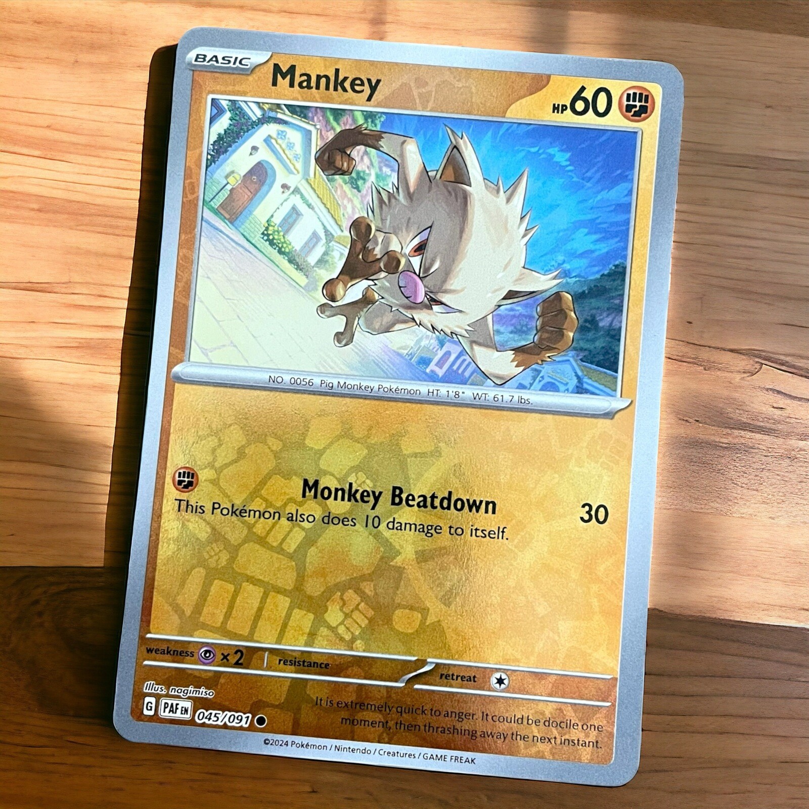 Mankey 045/091 Reverse Holo Near Mint Pokemon TCG Paldean Fates
