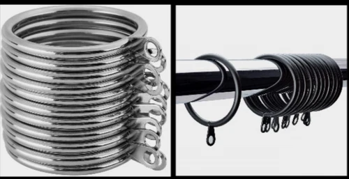New 45mm Heavy Duty Metal Curtain Rings With Eye Voile Pole Bracket Silver Black