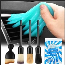 Car Detailing Brush Set Car Cleaning Gel Interior Kit Auto Dust Brush Air T Dust