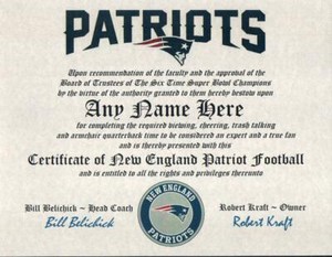 Patriots New England Patriots Man Cave True Fan Certificate Diploma Great Ebay