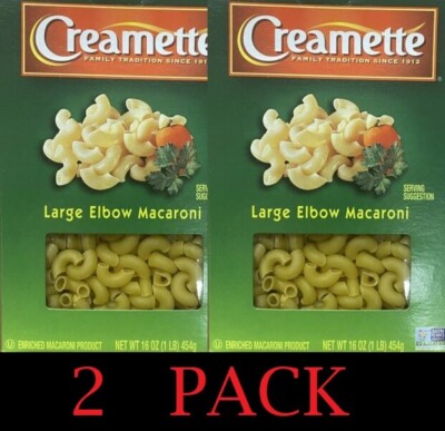 2x Creamette Pasta LARGE ELBOW MACARONI Noodles NON GMO 16 oz Box - 2 PACK