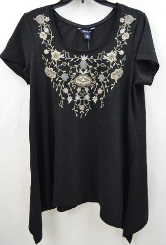 Blouse Terre Blue Brodée - Manches 3/4 - Taille M - Bleu - Occasion Très Bon état