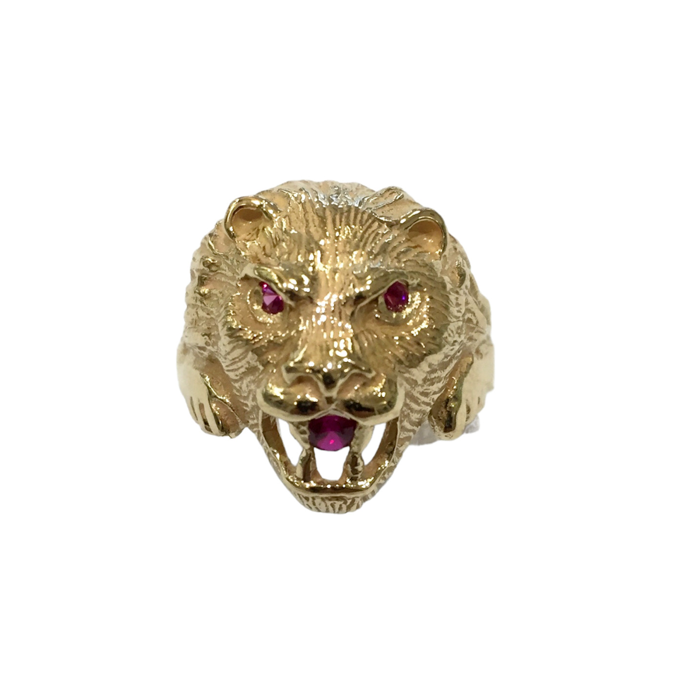 Anillo Cabeza De León En Oro 750%