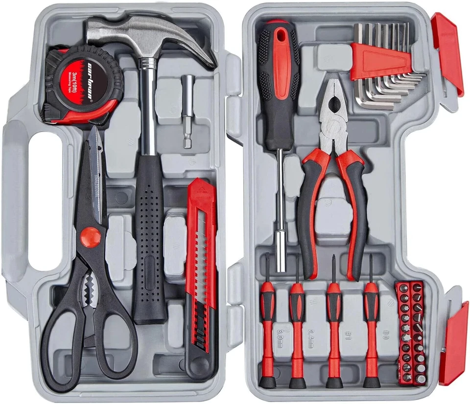 CARTMAN 39piece Tool Set General Household Kit with Plastic Toolbox Red - Image 2 of 4