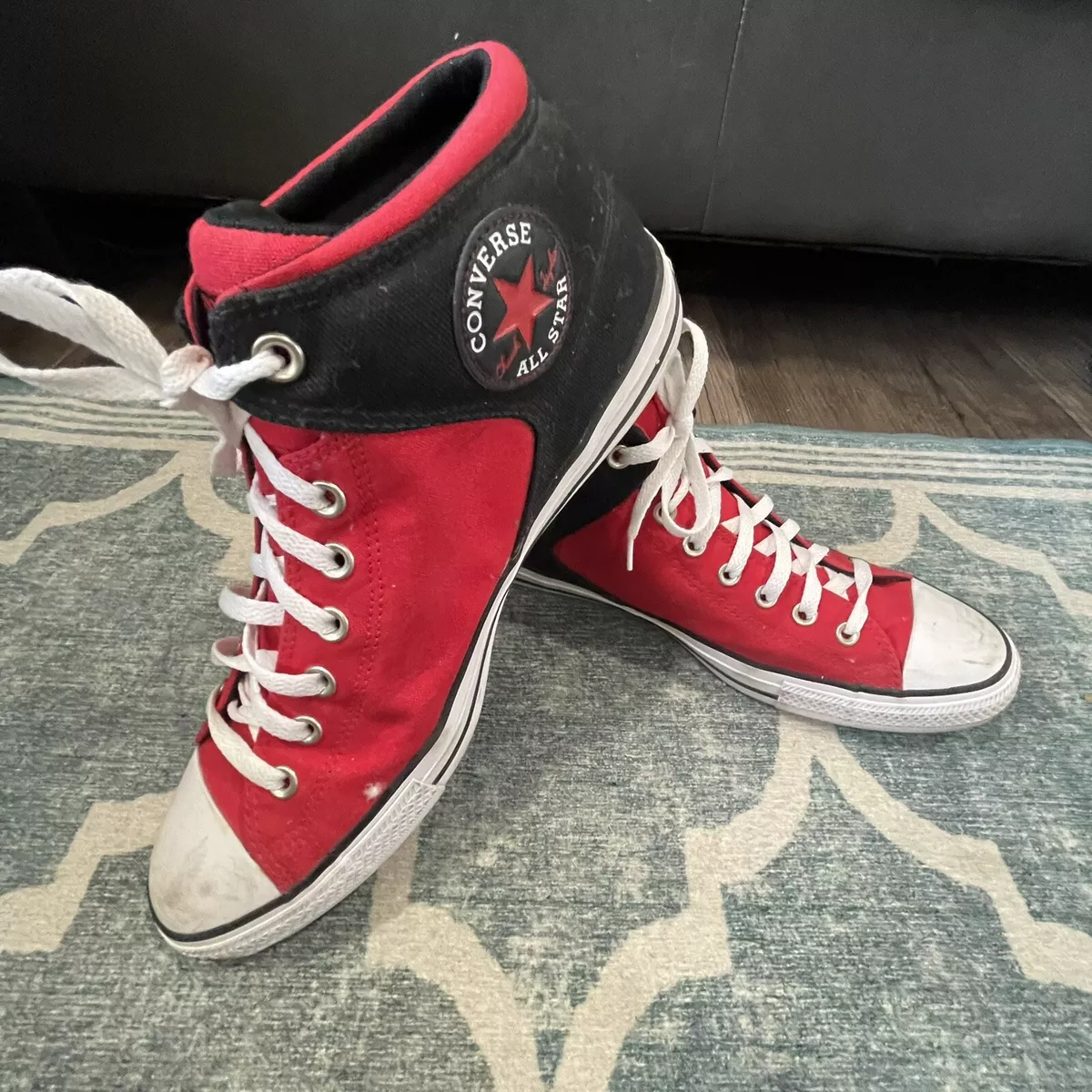 Converse Taylor All Star Mens Sz 12 High Street Mid Red Black Sneakers | eBay