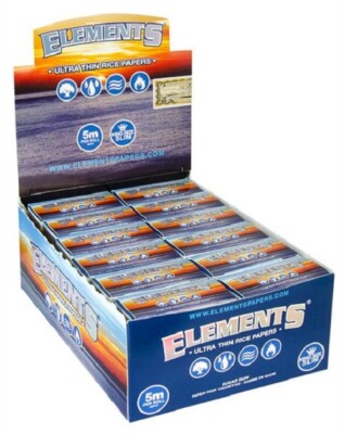 1 Box Elements BLUE Rolls SLIM Zigarettenpapier Rolling Blättchen Reispapier 