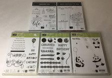 STAMPIN UP Happy Birthday Celebration Stamps Lot of 5 Sets Cards Party Cake