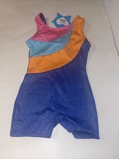 Moret Activar Girls Biketard Leotard Size 4/5 Shimmer Colored Inserts Rhinestone