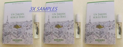 3x Un Jardin Sur Le Toit Hermes 1.5ml CARDED Spray Vial SAMPLE Women's Perfume M