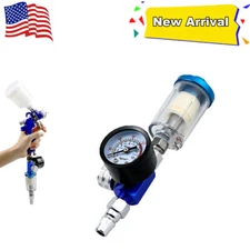 1/4" Spray Gun Air Regulator Gauge Air Pressure Regulator Paint Gun Filter