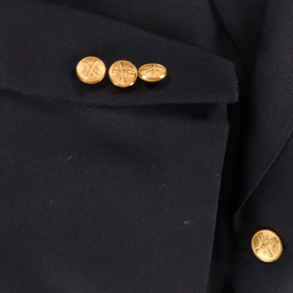 Cross & Windsor Jacket XL Blue Wool Polyester Blazer Sport Coat Brass Button 46R - Image 4 of 4