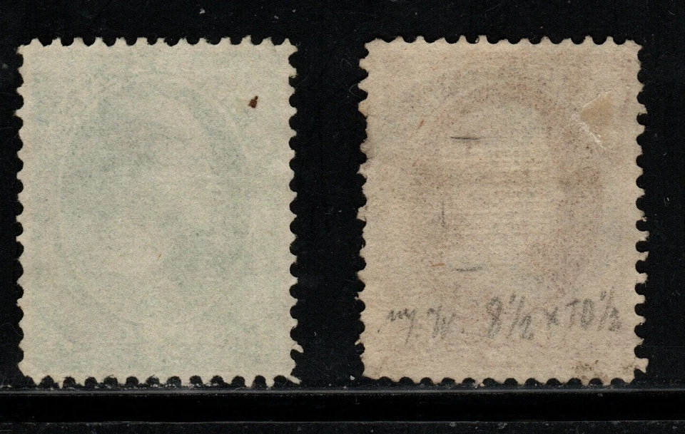 1870 Banknote Iss. SC #135a 2c Brown I Grille, #134 3c Green H Grille, Used F/VF - Image 2 of 2