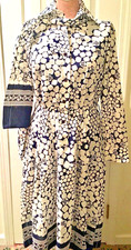 Vintage LANVIN Blue White Logo Day Dress Size 10 JL Jeanne Initials Original