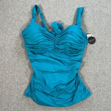 Coco Reef Charisma Tankini Swim Top Underwire Ruched Size 36C Moonstone Blue New