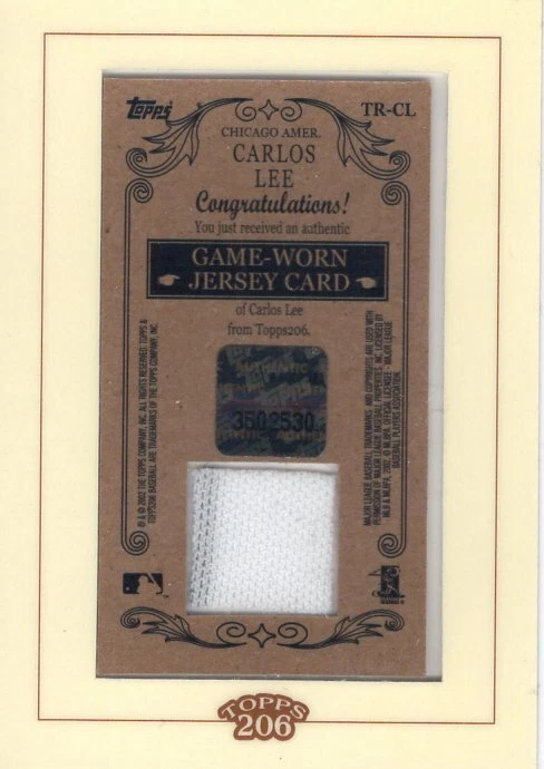 2002 Topps 206 Mini Authentic Game-Worn Jersey #TR-CL Carlos Lee 2 Color Jersey - Image 2 of 2