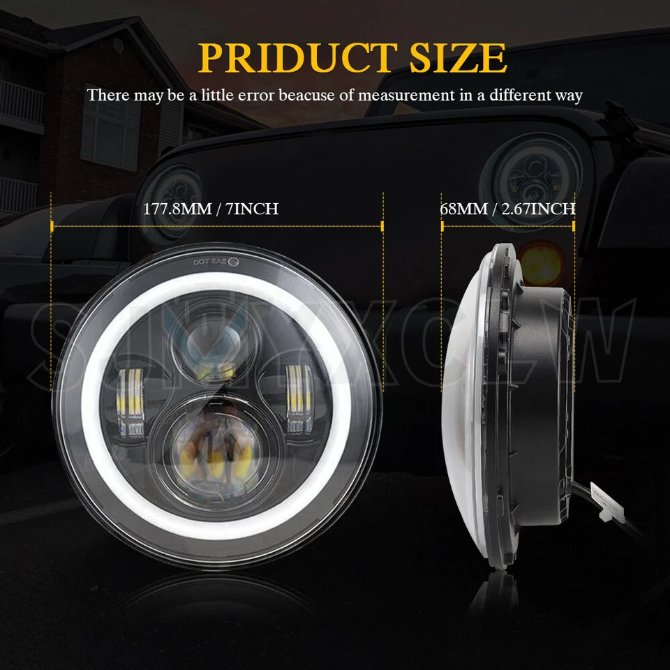 Faros redondos altos bajos para GMC C15/C25 C35 1975 1976 1977 1978 RGB 7" pulgadas Foto 4 de 4