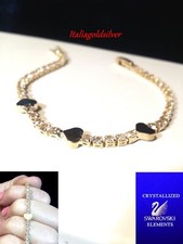 Bracciale Donna Tennis Cuore Oro Giallo SWAROVSKI ELEMENTS ORIGINALI Gioielli 