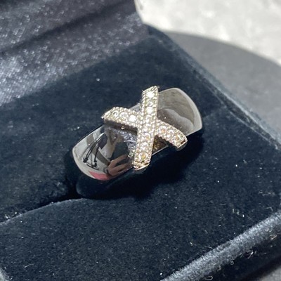 Retro schwarzer Keramik Bandring Größe S mit CZ Sparkly X Unisex Herren Kitsch