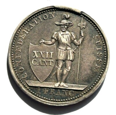 SWITZERLAND CANTON VAUD FRANC 1845 - KM#22