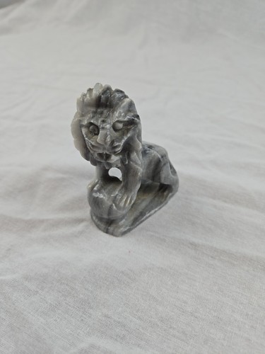 Vintage Gray stone Marble Hand Carved Lion Figurine - Picture 2 of 6