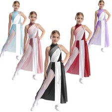 Kids Girls Leotard Lyrical Dancewear Latin Dress Ice Skating Competition Dance