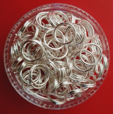 200 Stck. 8mm versilberte Splitringe Doppelschleife Auffädeln Verbinder Fundstücke