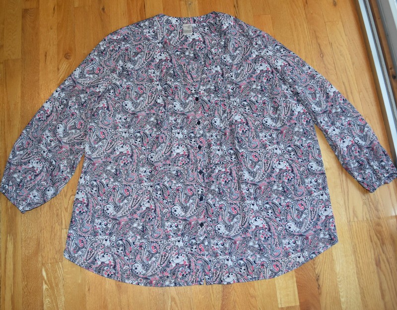 NEW Terra & Sky pink paisley long sleeve V-neck button up blouse (2x 20W 22W)