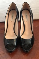 Prada Black Patent Leather Peep Toe Stiletto Pump Heel Size 39 SEXY-HOT!!