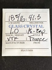 VTF Vintage Glass Pocket Watch Crystal 18-5/16  41.3mm - NOS