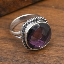 AAA Amethyst Gemstone Handmade 925 Solid Sterling Silver Jewelry Ring