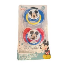 New 2 pack Set Disney Baby Mickey Mouse Pacifiers with cover BPA Free 0 25